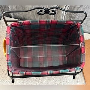 2002 Longaberger Woven Basket with Black Cast Iron Stand